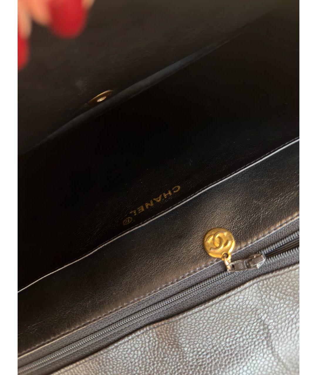 CHANEL Черная кожаная сумка с короткими ручками, фото 8