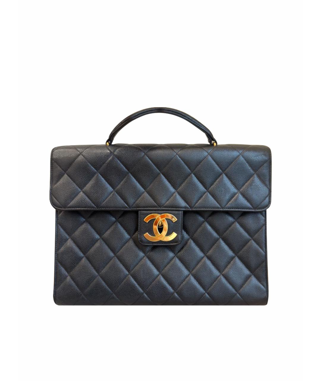 CHANEL Черная кожаная сумка с короткими ручками, фото 1