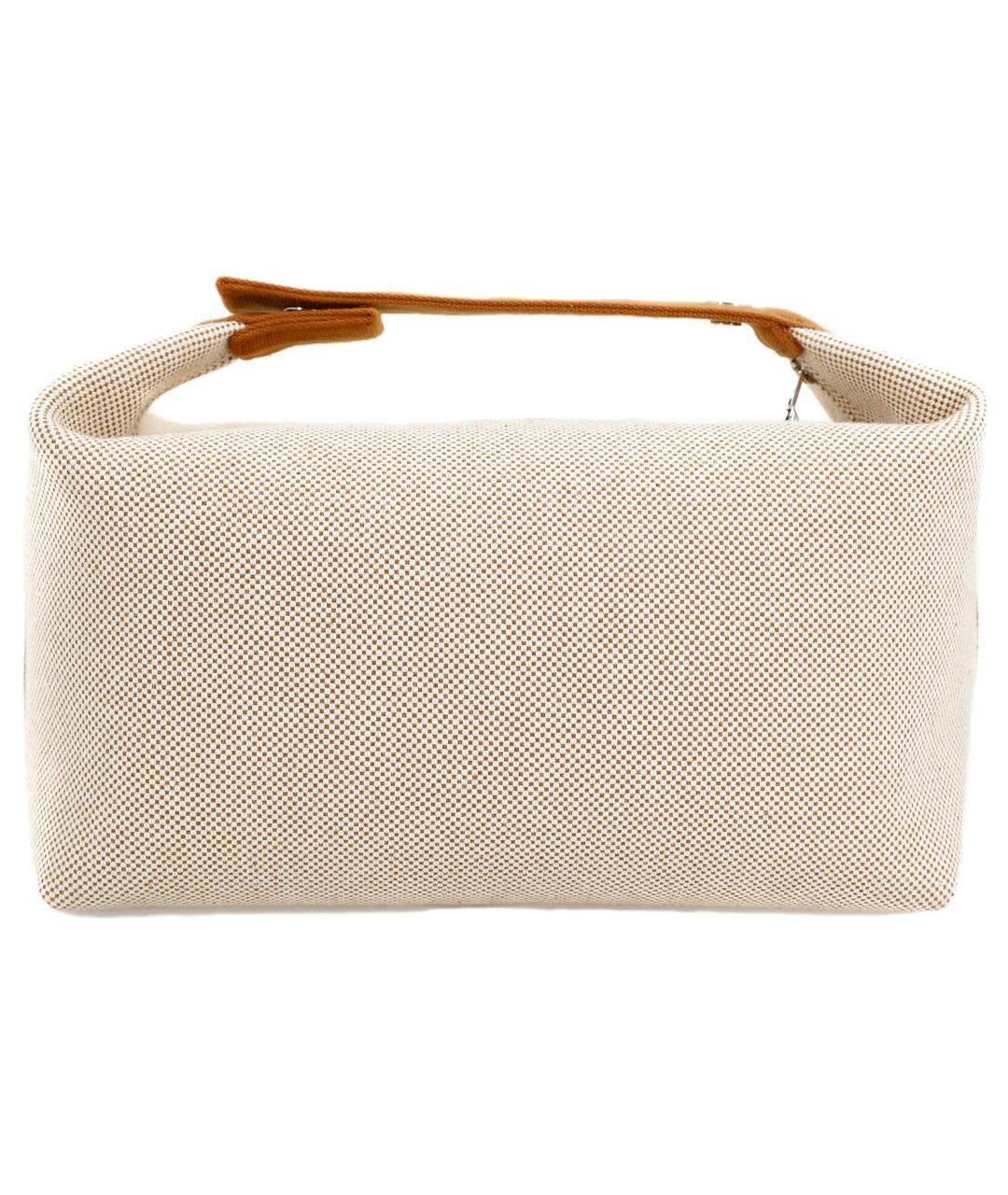 HERMES Бежевая хлопковая косметичка, фото 3