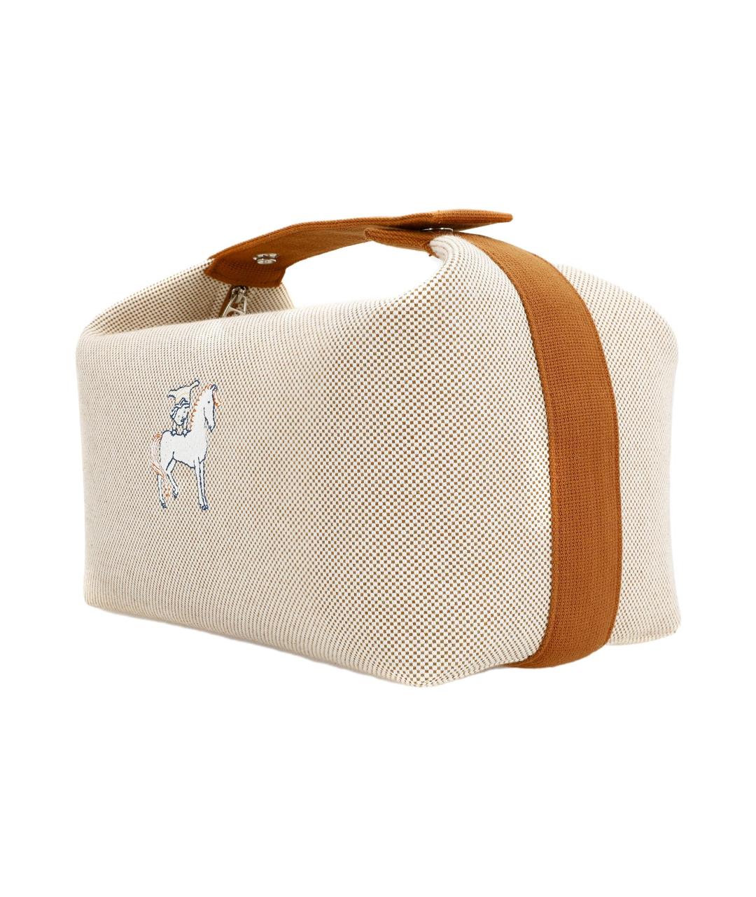 HERMES Бежевая хлопковая косметичка, фото 2