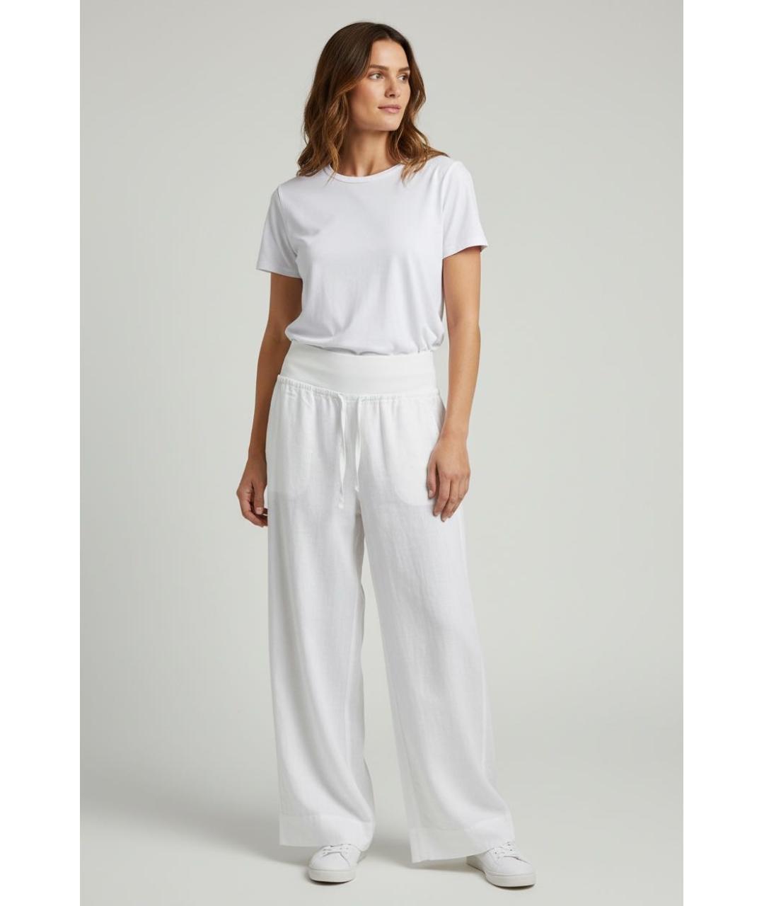 KENZO Белые льняные брюки широкие, фото 7