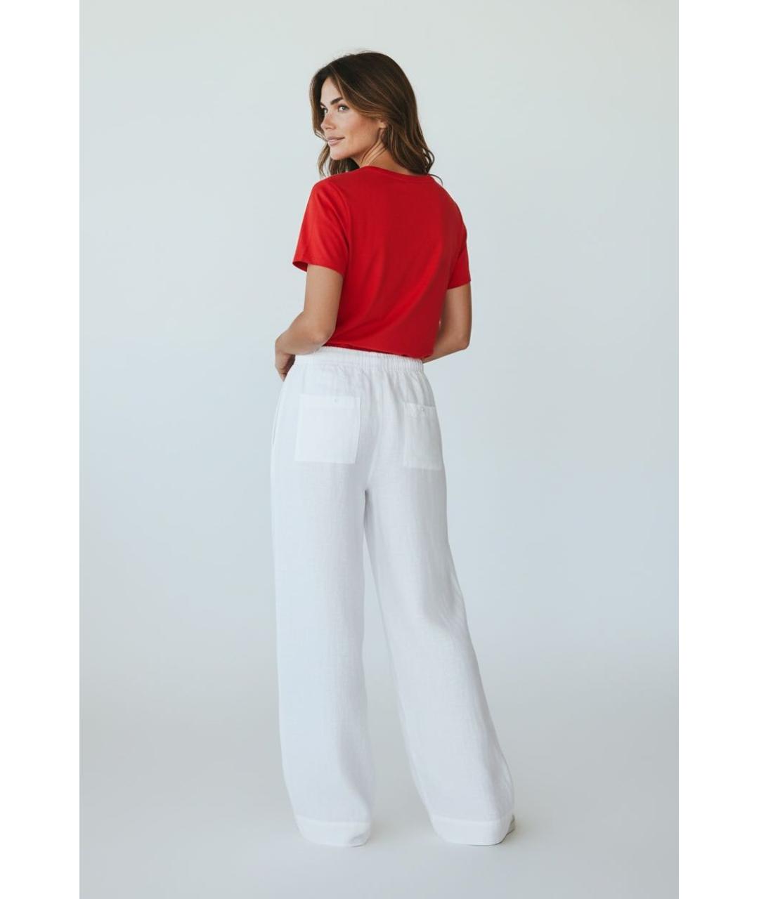 KENZO Белые льняные брюки широкие, фото 4