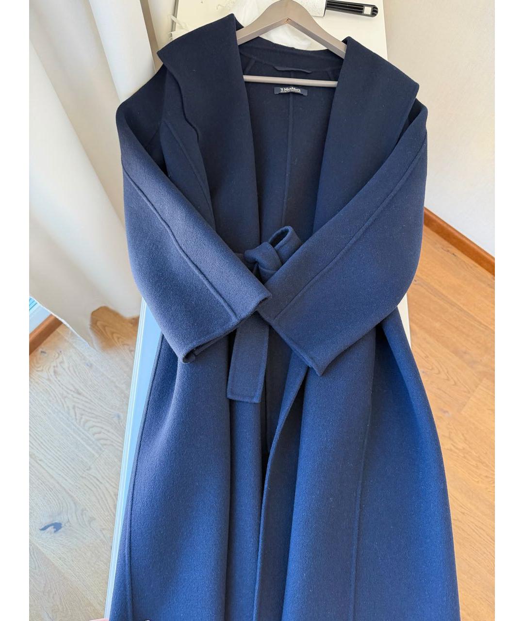 'S MAX MARA Темно-синее шерстяное пальто, фото 4