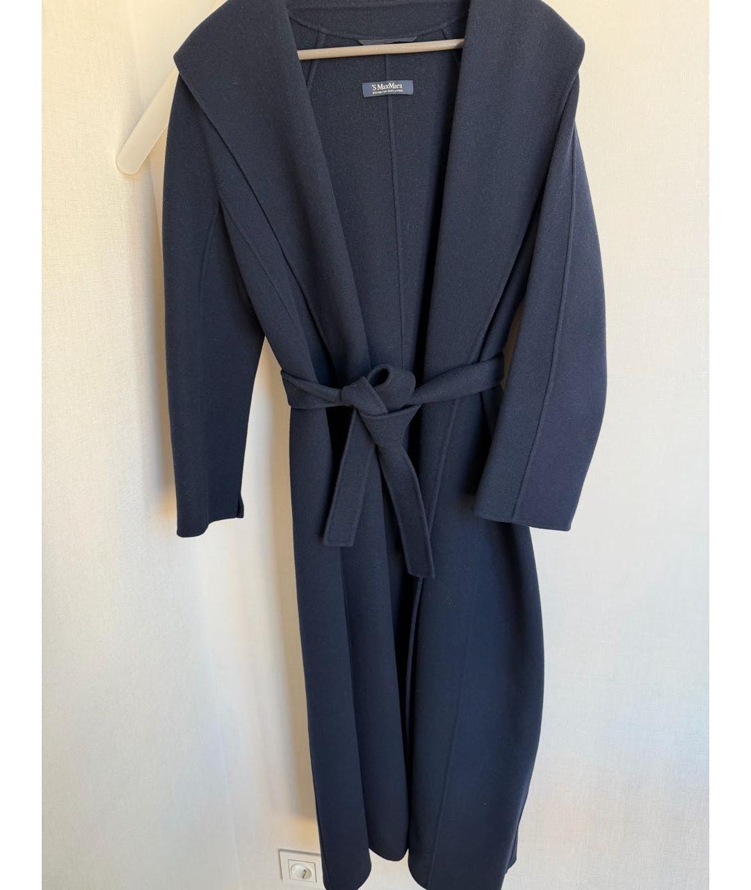 'S MAX MARA Темно-синее шерстяное пальто, фото 5