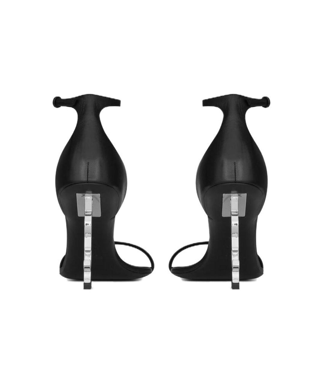 SAINT LAURENT Черные кожаные босоножки, фото 5