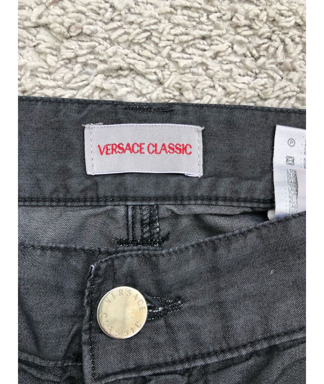 VERSACE Антрацитовые хлопко-полиэстеровые прямые джинсы, фото 3