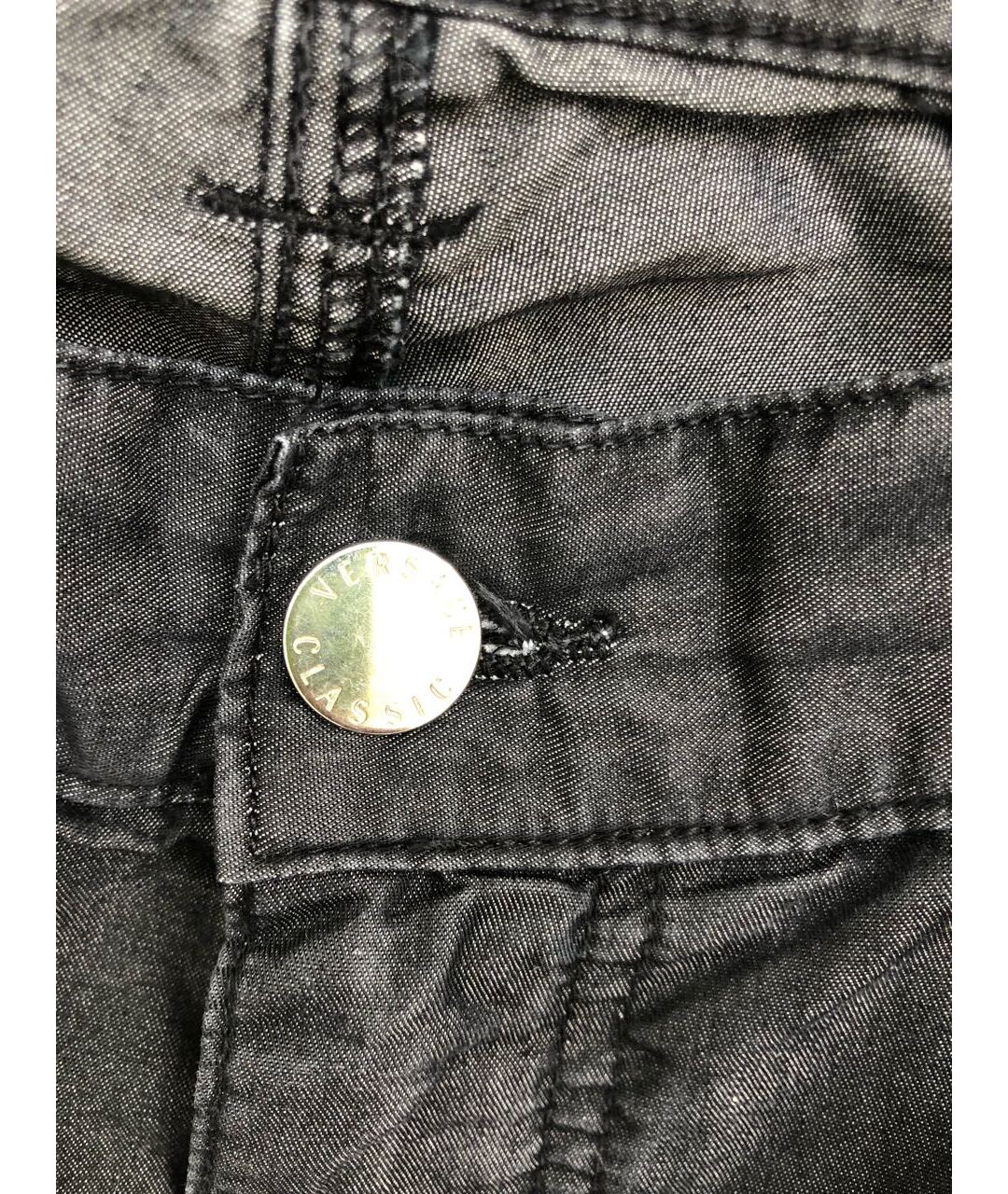 VERSACE Антрацитовые хлопко-полиэстеровые прямые джинсы, фото 6
