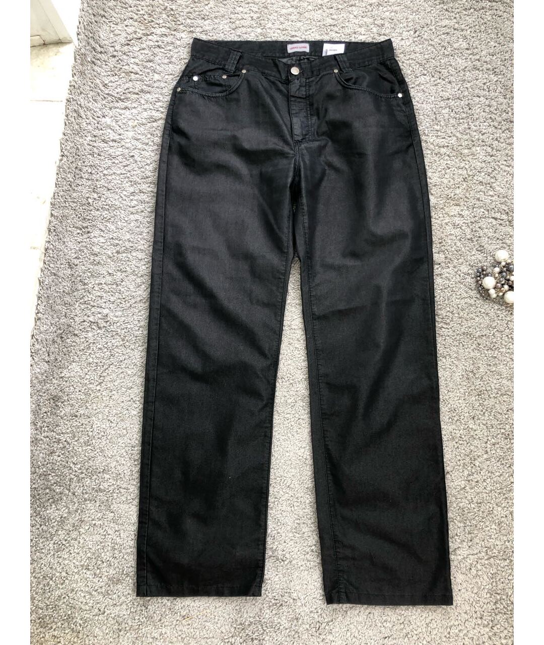 VERSACE Антрацитовые хлопко-полиэстеровые прямые джинсы, фото 9