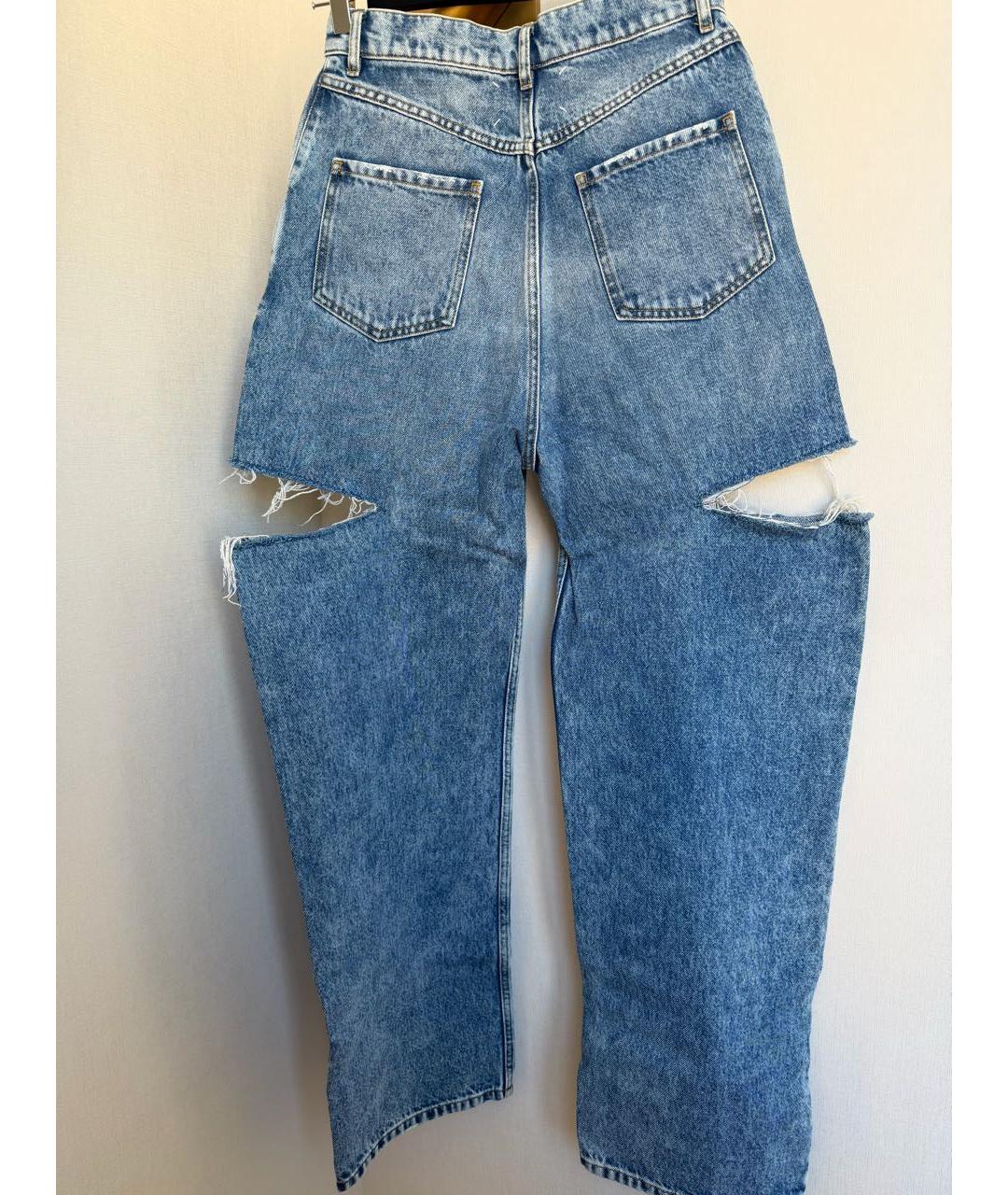 MAISON MARGIELA Голубые хлопковые прямые джинсы, фото 2