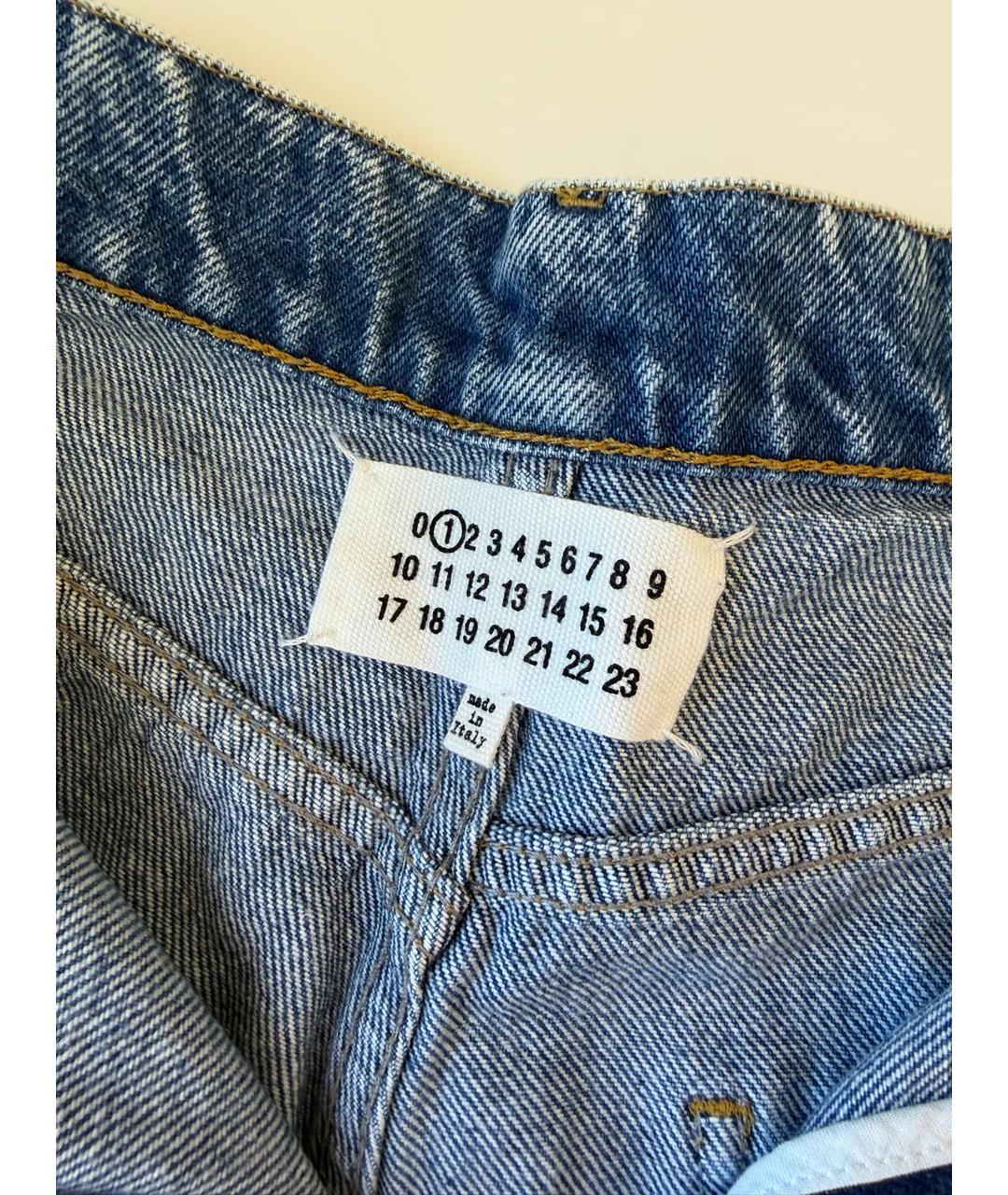 MAISON MARGIELA Голубые хлопковые прямые джинсы, фото 3