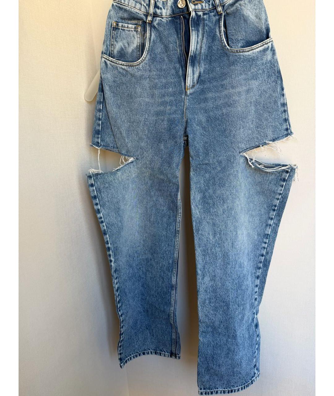 MAISON MARGIELA Голубые хлопковые прямые джинсы, фото 5