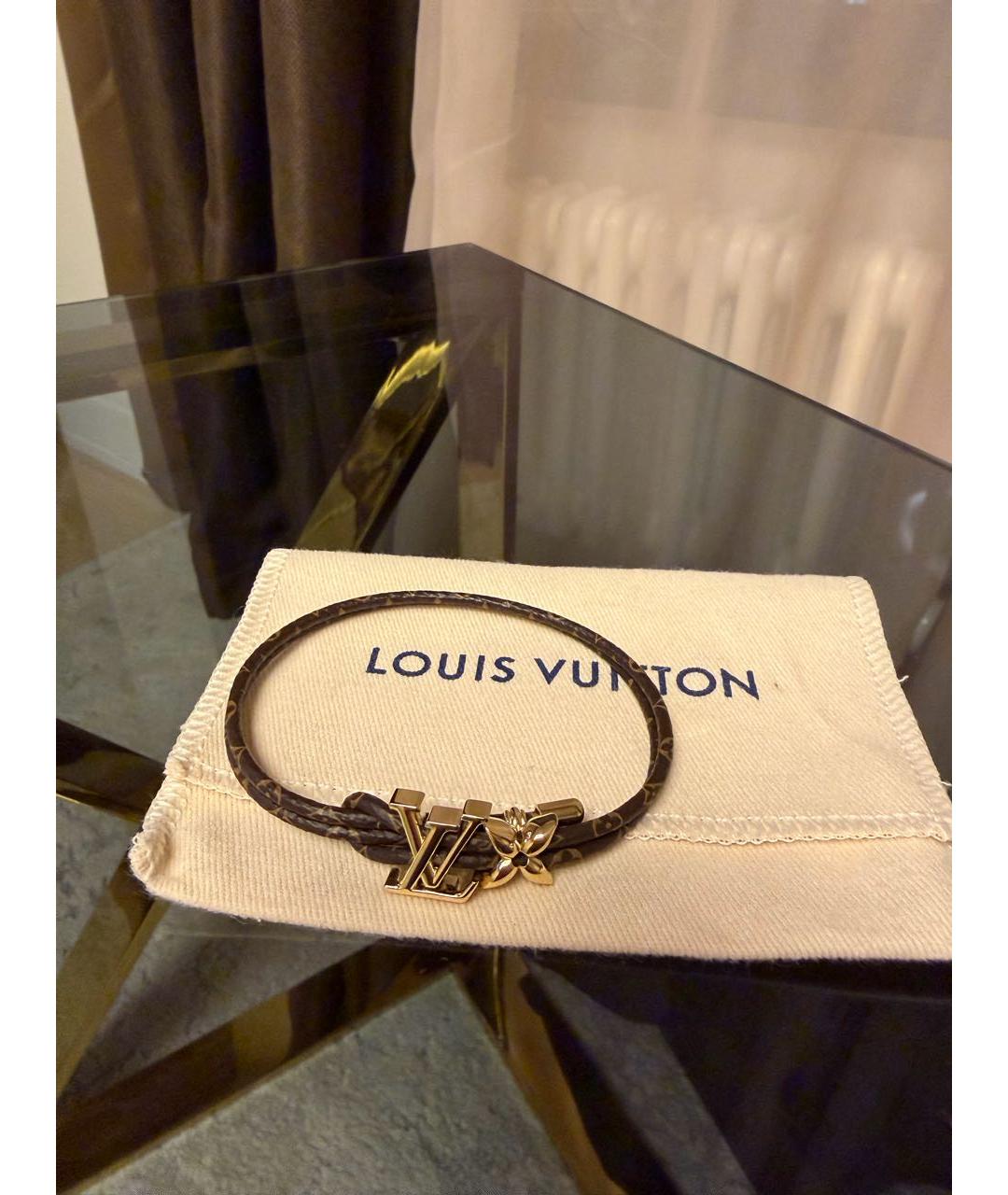 LOUIS VUITTON Коричневый кожаный браслет, фото 5