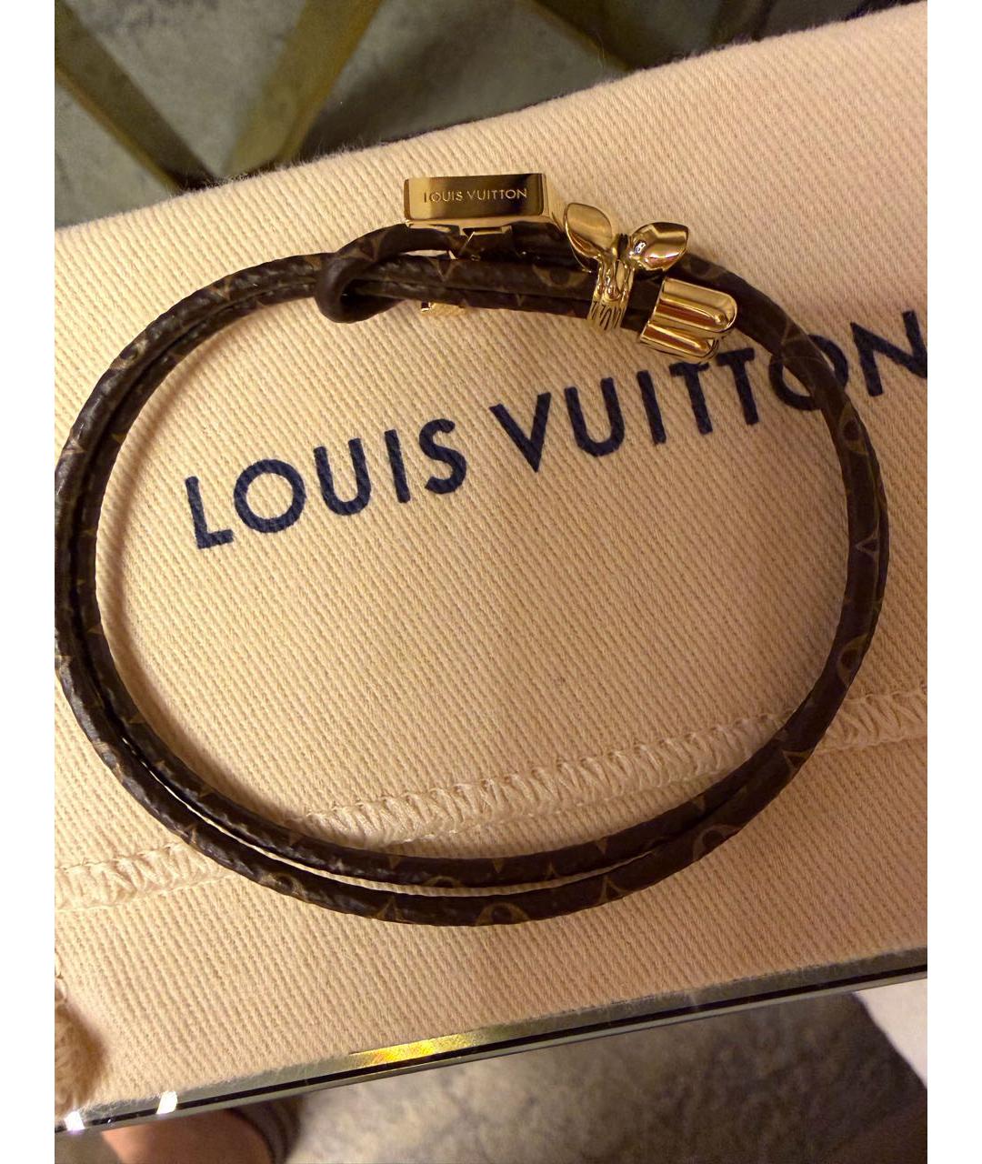 LOUIS VUITTON Коричневый кожаный браслет, фото 2