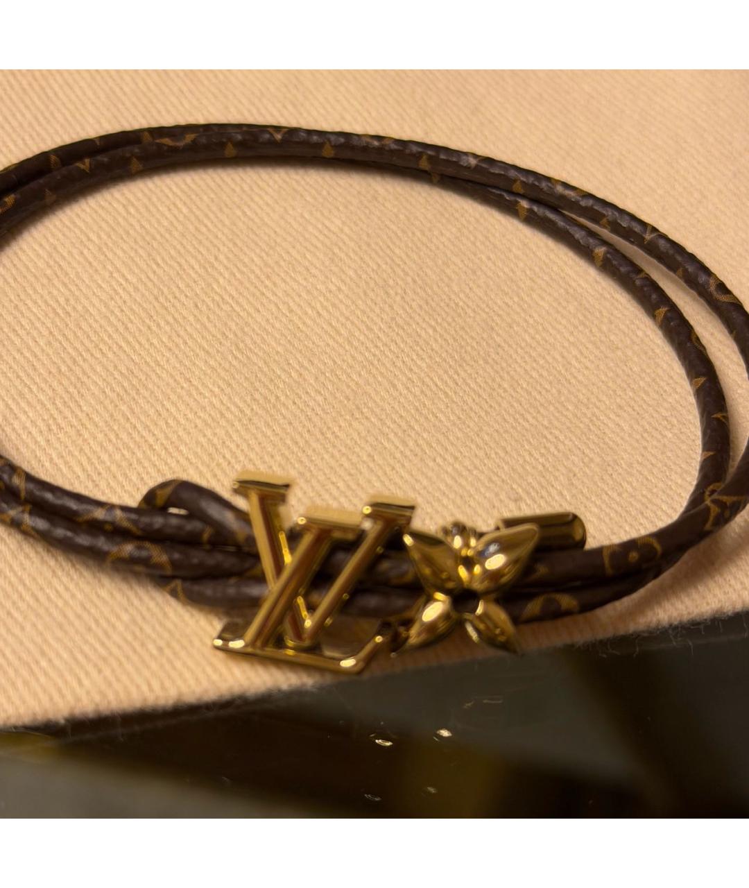 LOUIS VUITTON Коричневый кожаный браслет, фото 4