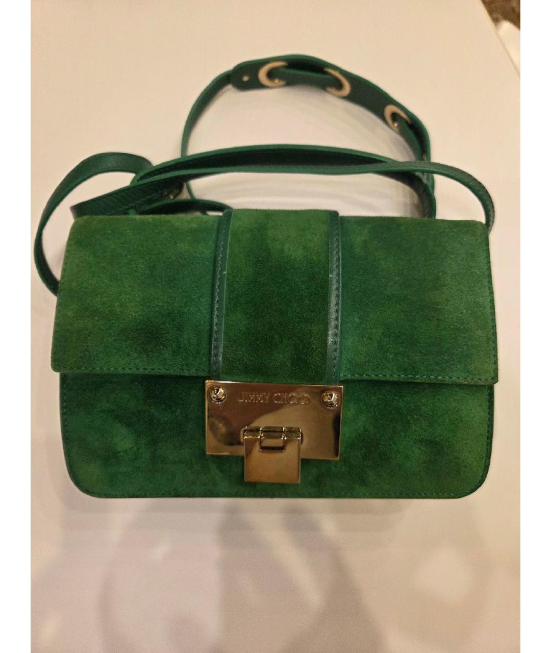 JIMMY CHOO Зеленая замшевая сумка с короткими ручками, фото 8