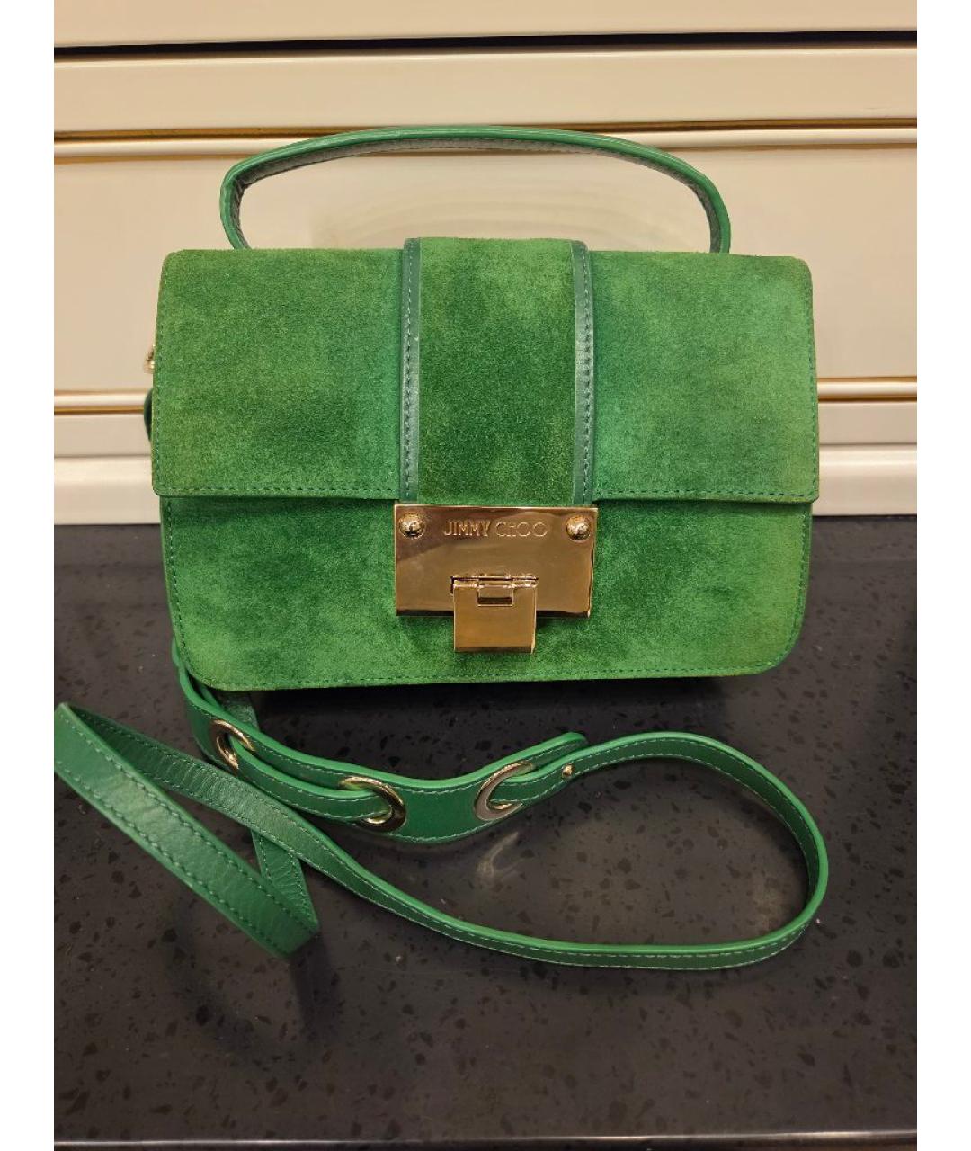 JIMMY CHOO Зеленая замшевая сумка с короткими ручками, фото 2