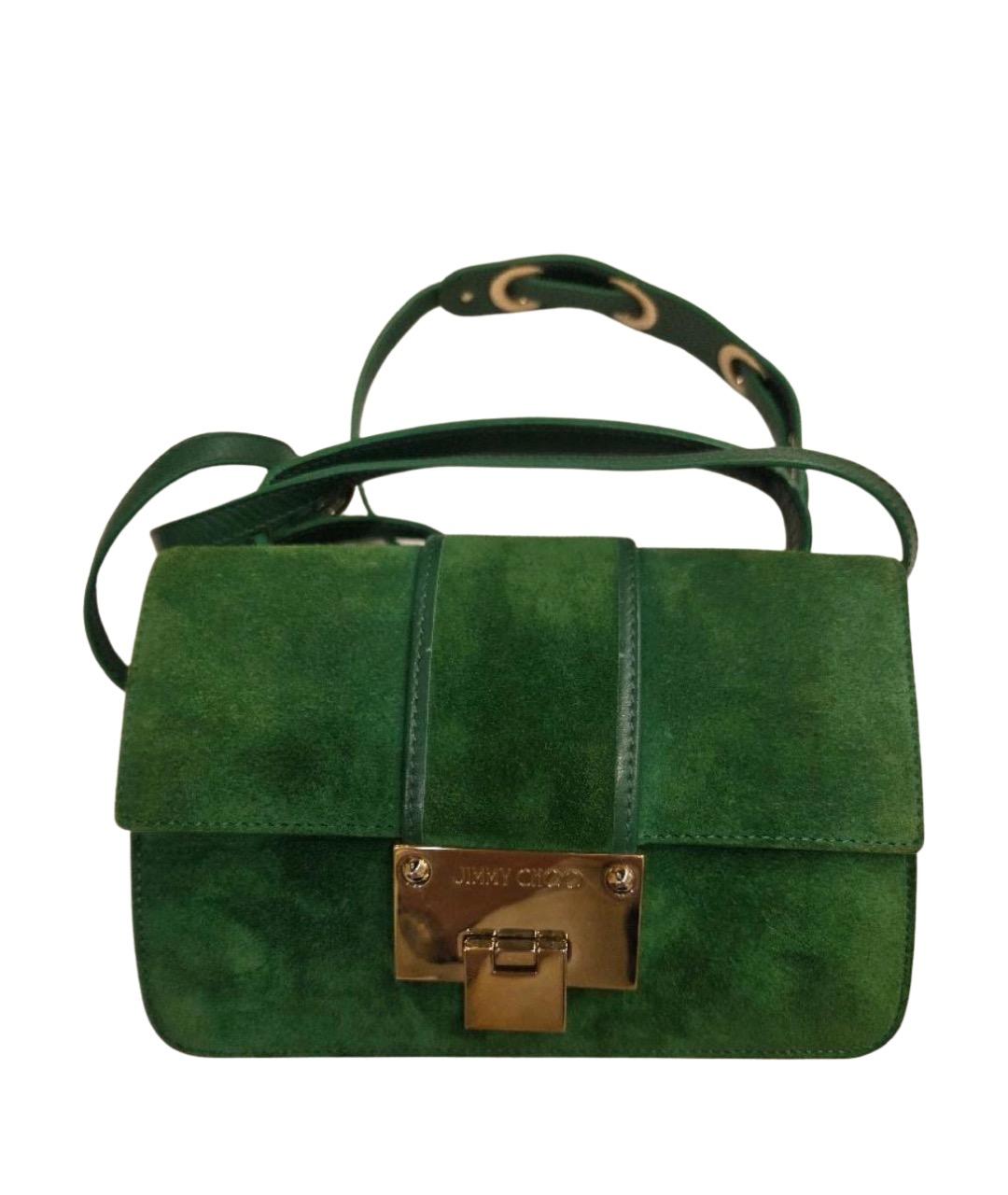 JIMMY CHOO Зеленая замшевая сумка с короткими ручками, фото 1