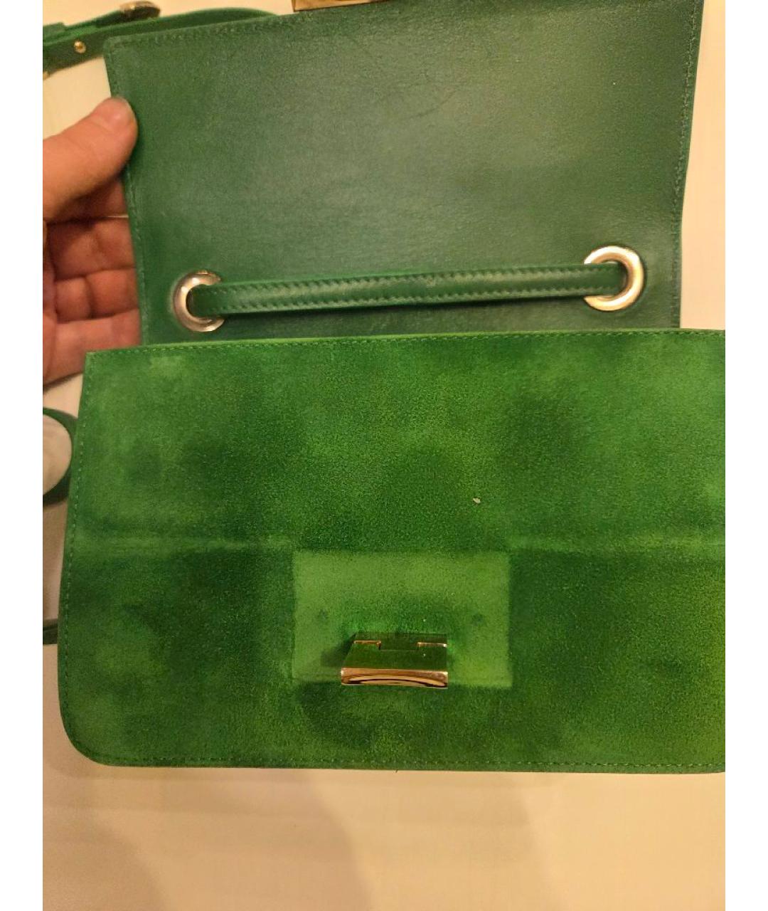 JIMMY CHOO Зеленая замшевая сумка с короткими ручками, фото 4