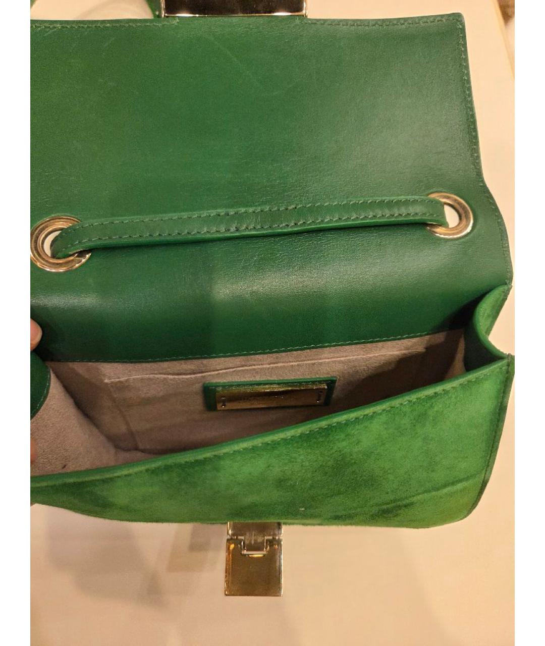 JIMMY CHOO Зеленая замшевая сумка с короткими ручками, фото 7