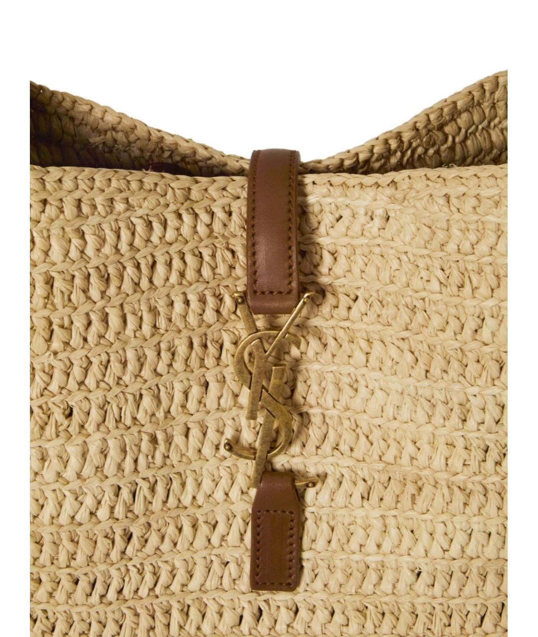 SAINT LAURENT Бежевая пелетеная сумка через плечо, фото 4