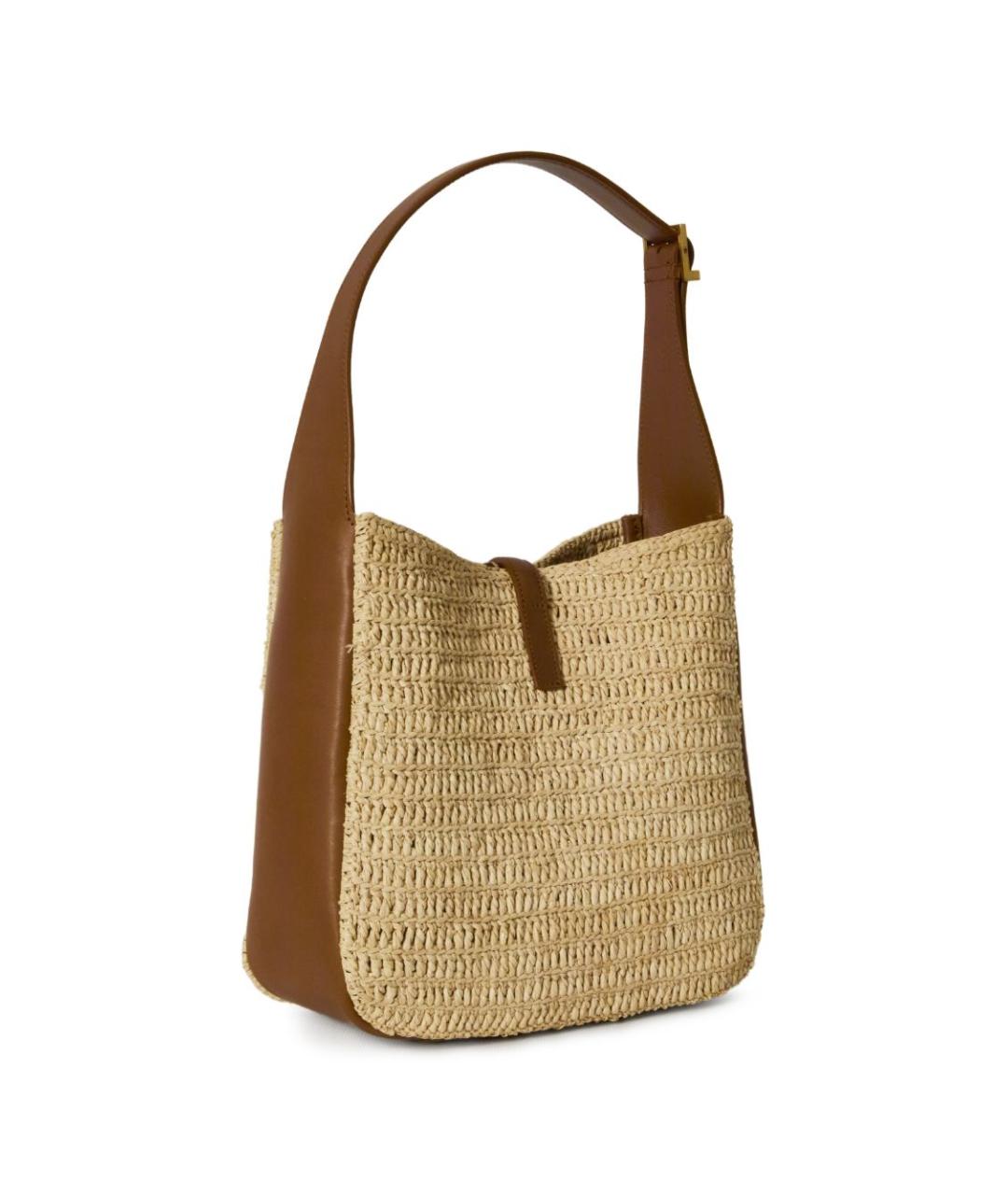 SAINT LAURENT Бежевая пелетеная сумка через плечо, фото 2