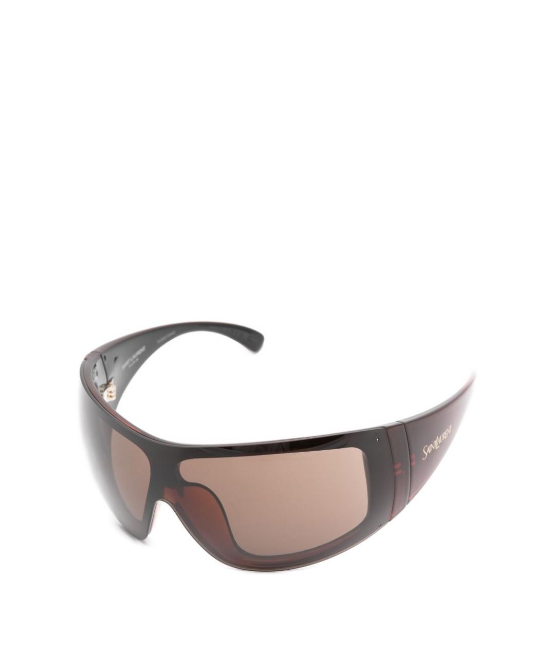 SAINT LAURENT Коричневые пластиковые солнцезащитные очки, фото 2