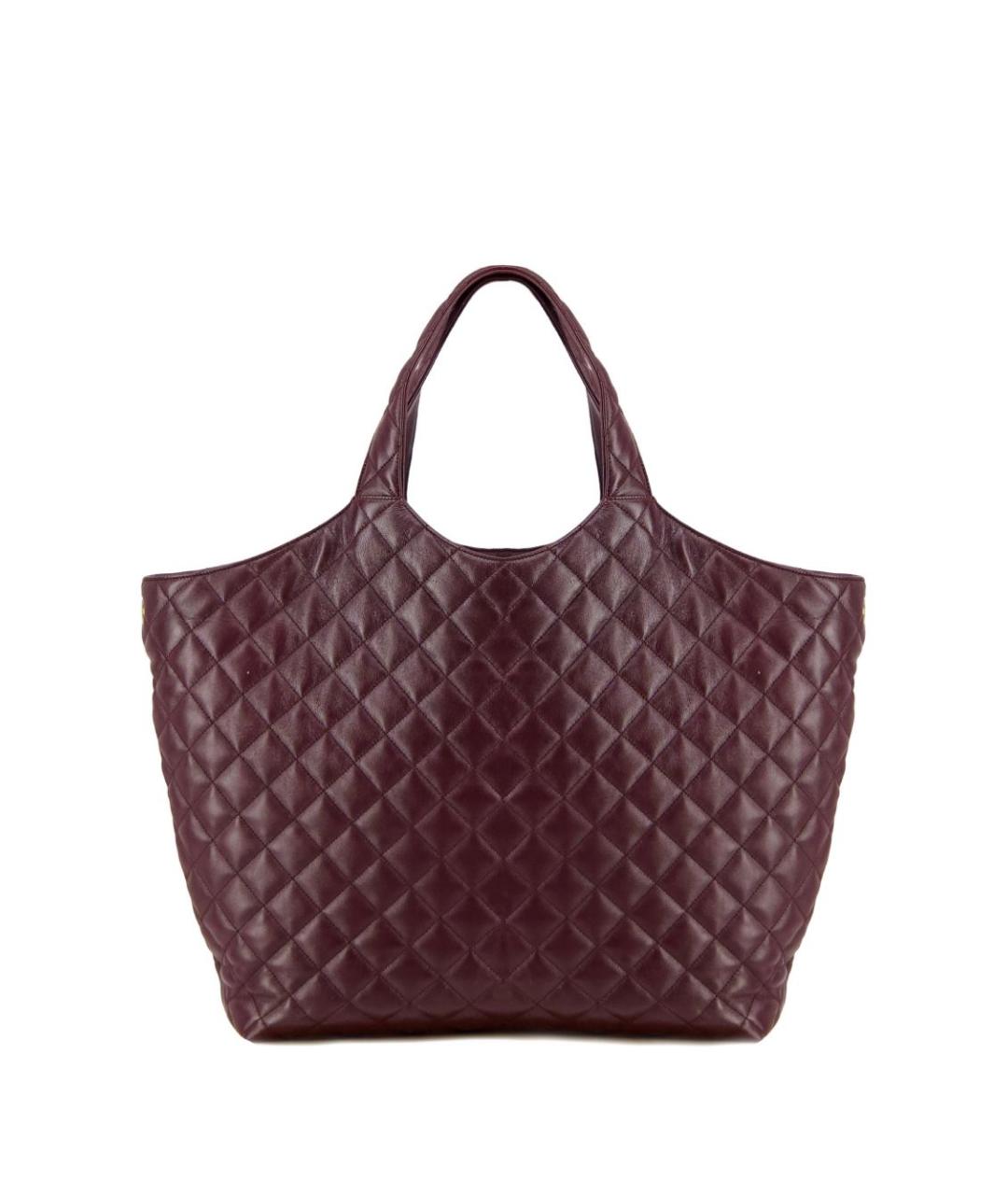 SAINT LAURENT Бордовая кожаная сумка тоут, фото 3