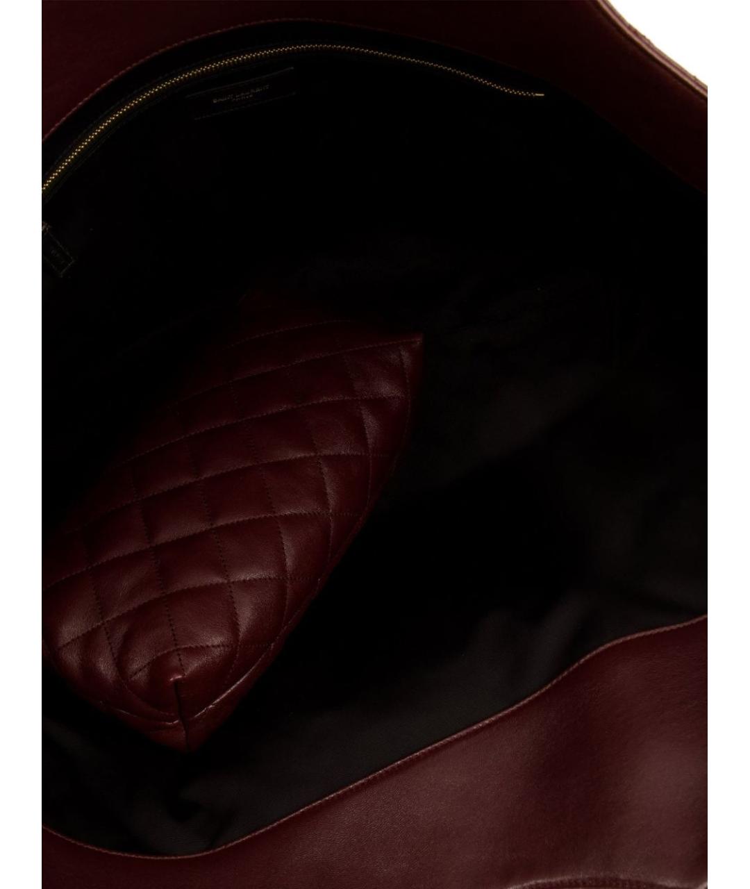 SAINT LAURENT Бордовая кожаная сумка тоут, фото 2