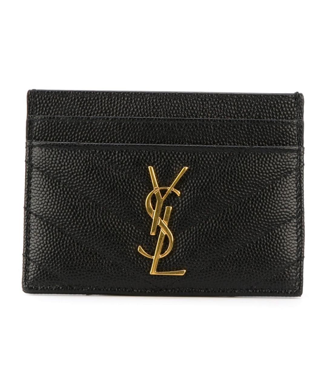 SAINT LAURENT Черный кожаный кардхолдер, фото 1