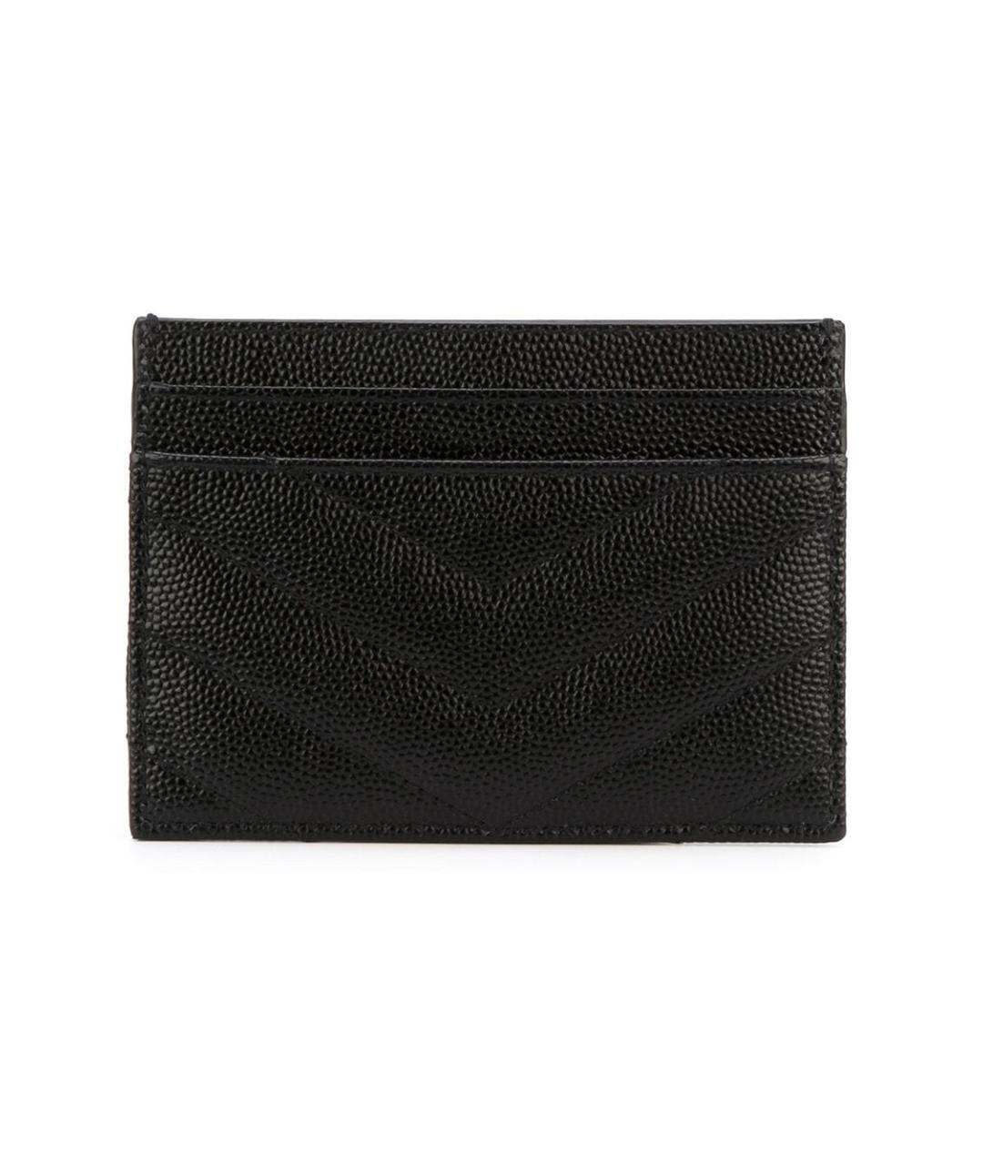 SAINT LAURENT Черный кожаный кардхолдер, фото 2