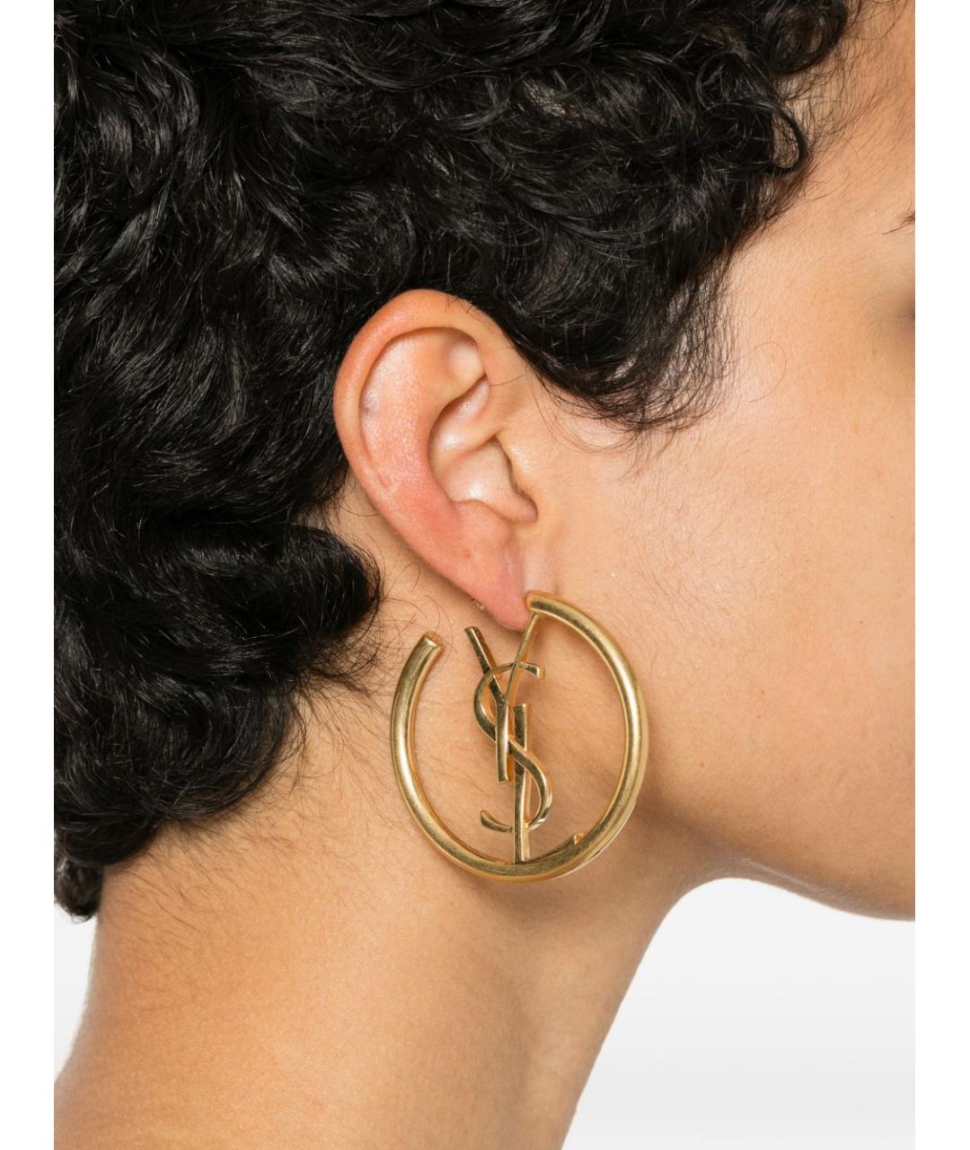 SAINT LAURENT Золотые металлические серьги, фото 3