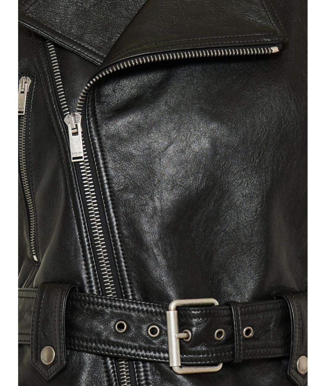 SAINT LAURENT Черный кожаный жилет, фото 3