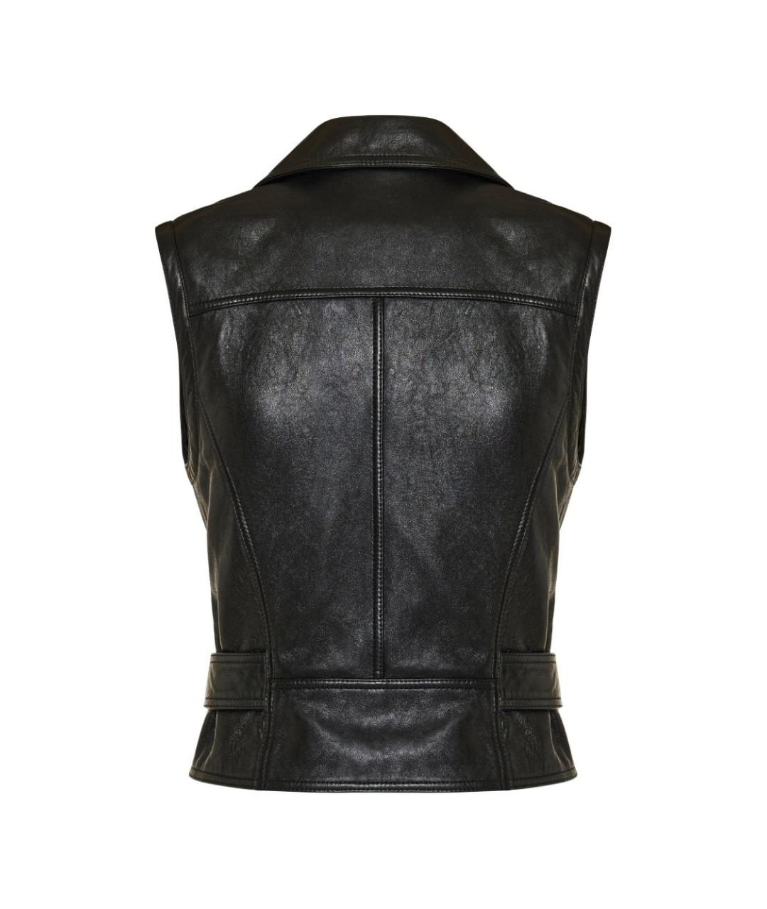SAINT LAURENT Черный кожаный жилет, фото 2