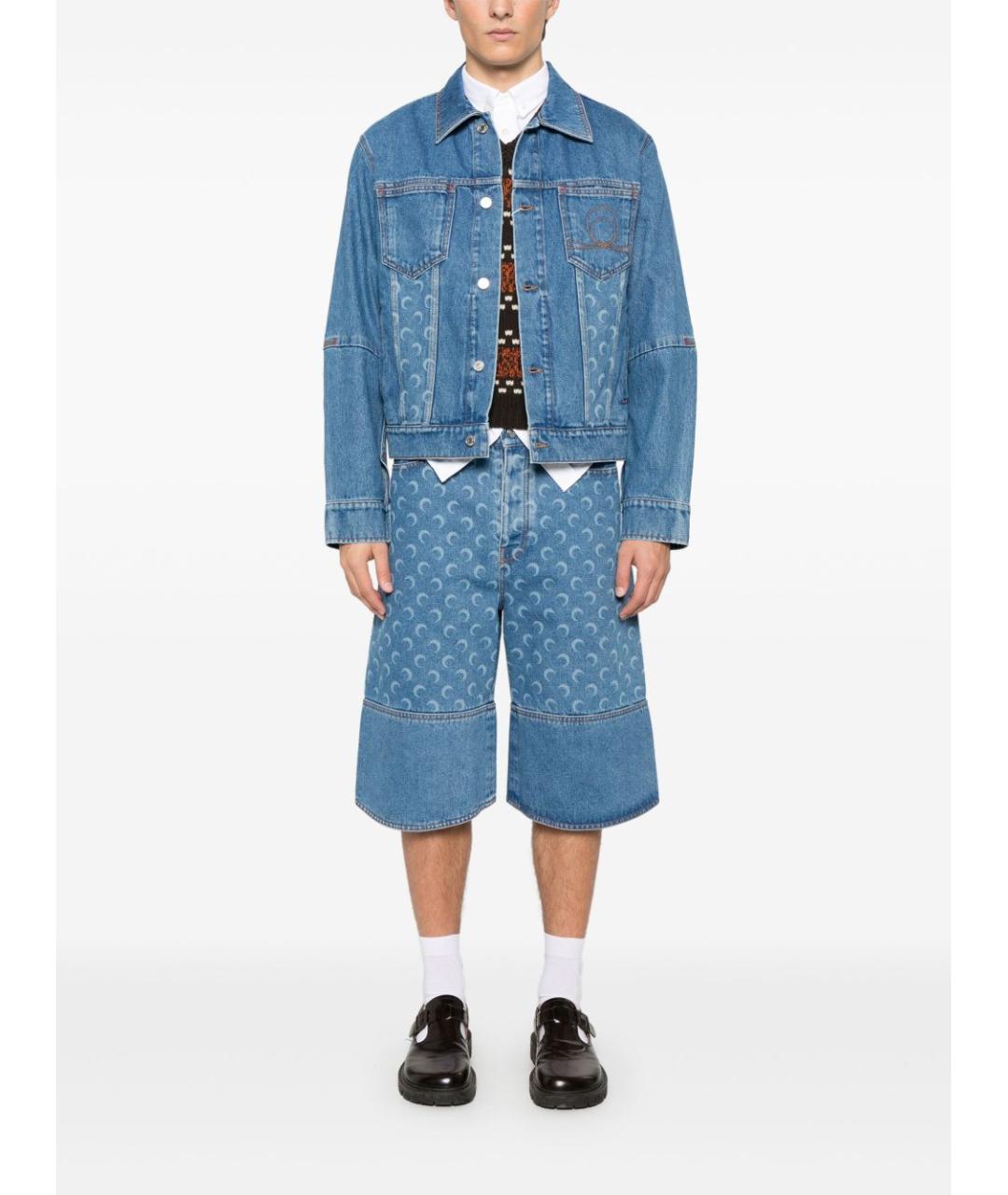 MARINE SERRE Голубые хлопковые шорты, фото 4