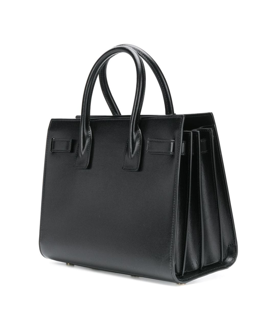 SAINT LAURENT Черная кожаная сумка тоут, фото 2