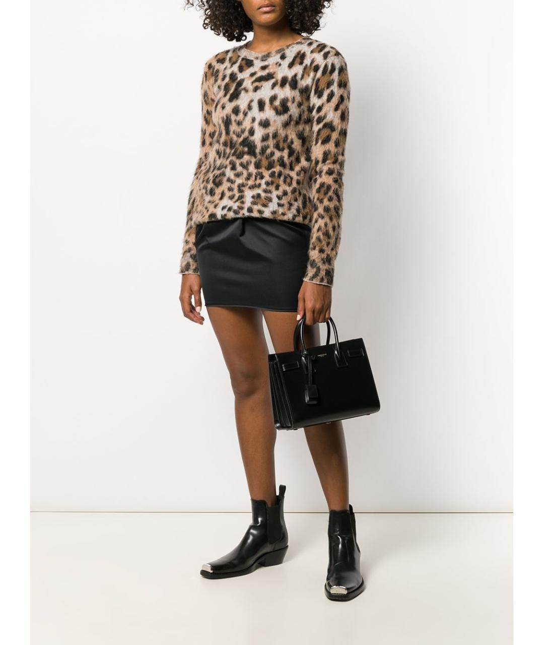 SAINT LAURENT Черная кожаная сумка тоут, фото 3