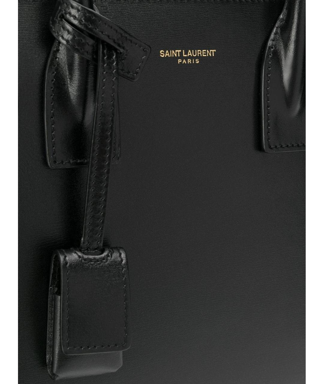 SAINT LAURENT Черная кожаная сумка тоут, фото 4