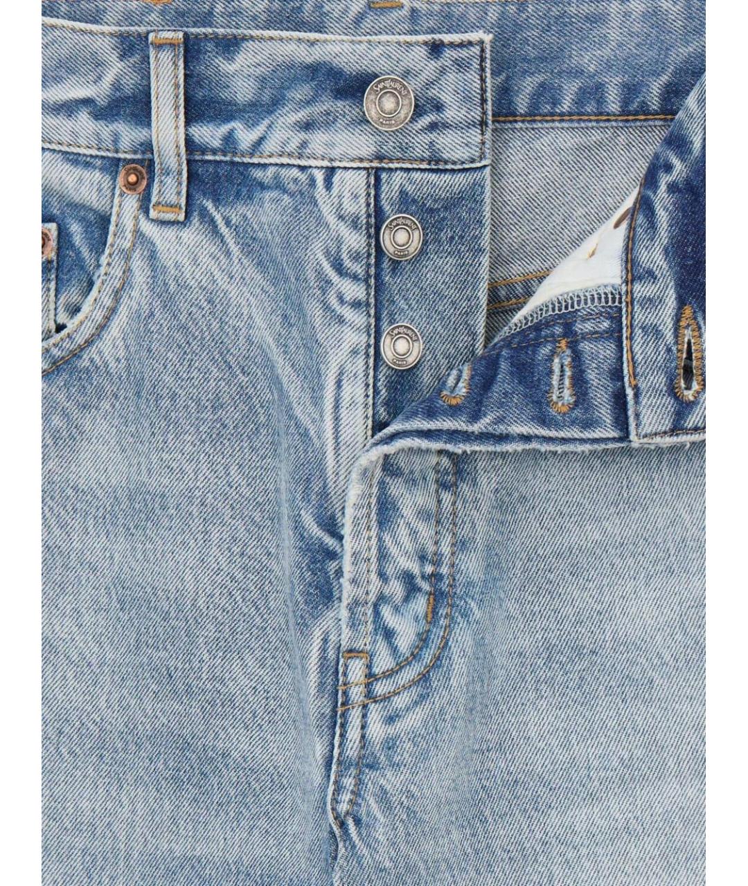 SAINT LAURENT Голубые хлопковые прямые джинсы, фото 2