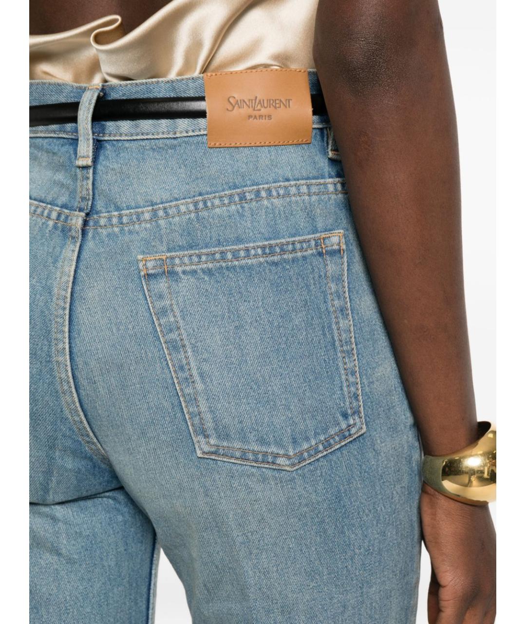 SAINT LAURENT Синие хлопковые прямые джинсы, фото 2