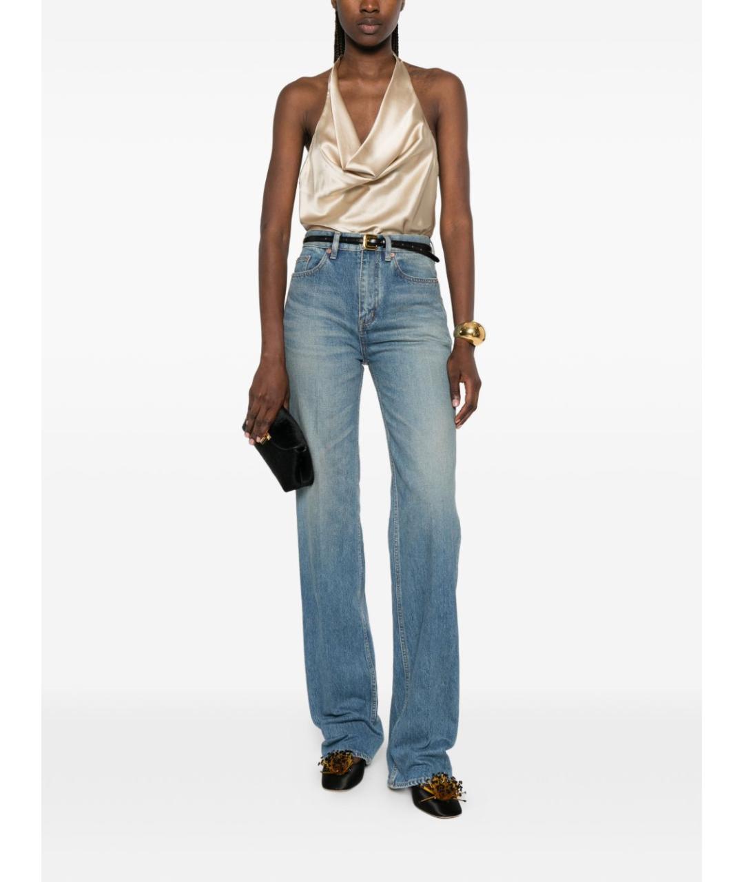 SAINT LAURENT Синие хлопковые прямые джинсы, фото 4