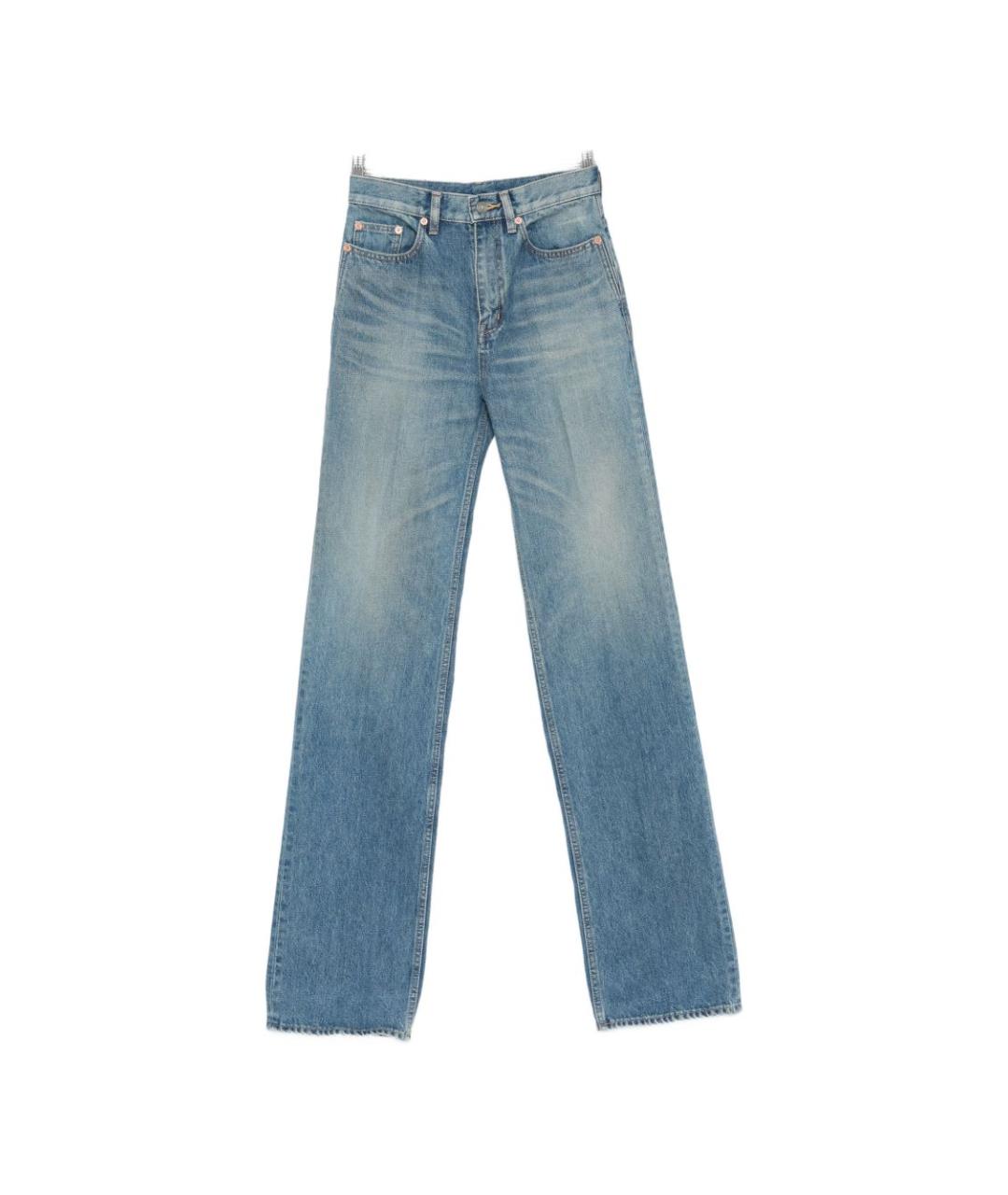 SAINT LAURENT Синие хлопковые прямые джинсы, фото 1