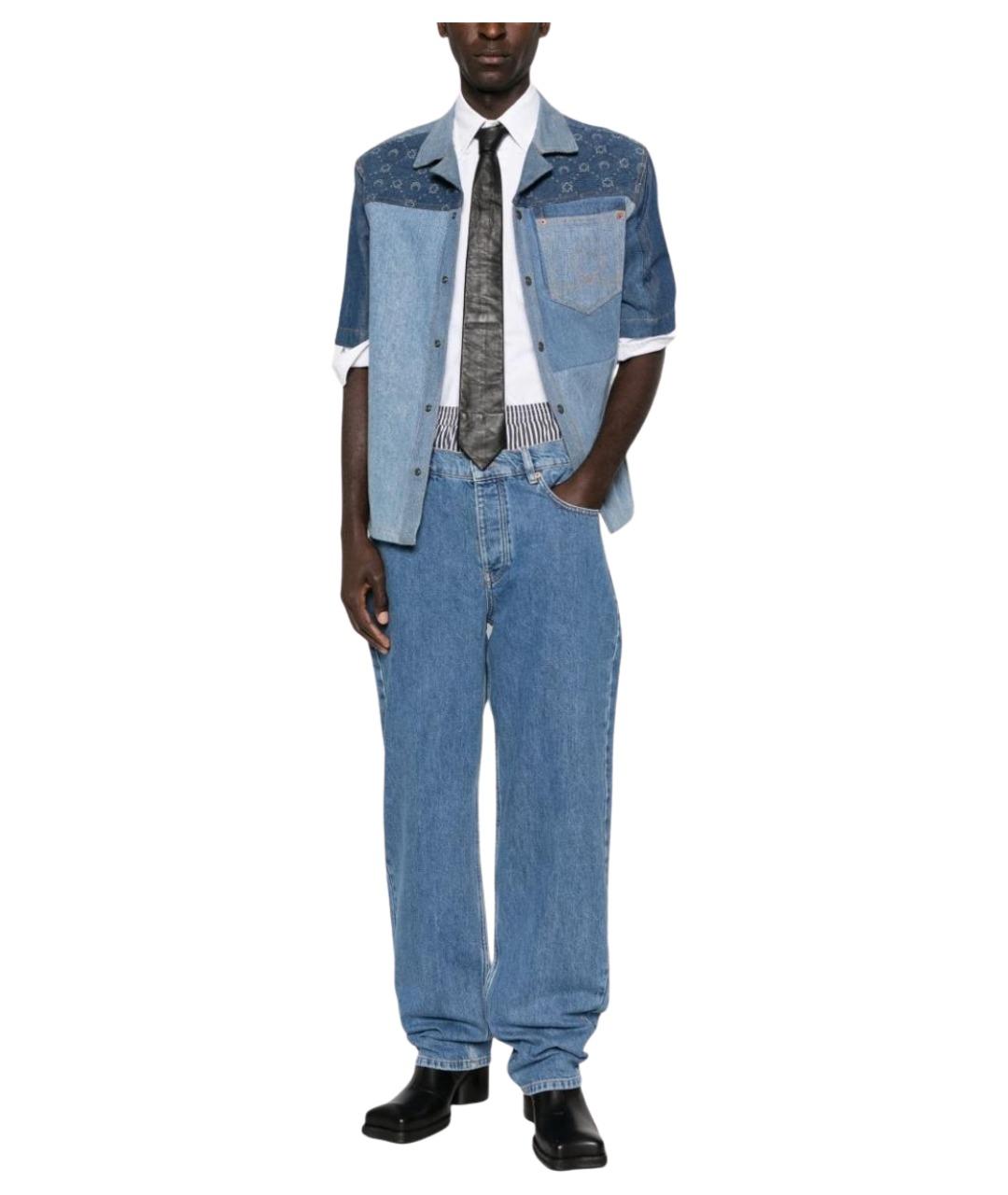 MARINE SERRE Синие хлопковые прямые джинсы, фото 4