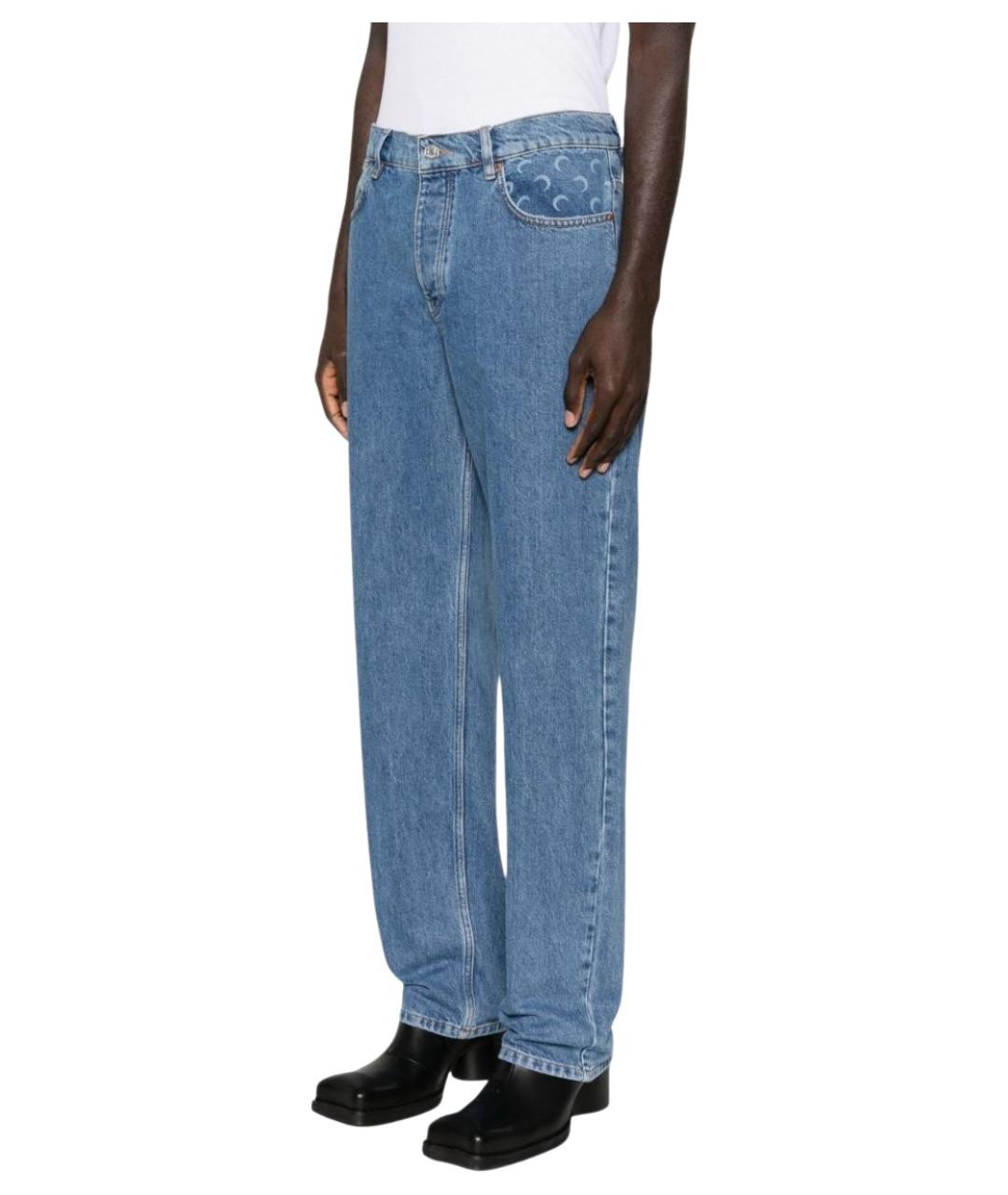 MARINE SERRE Синие хлопковые прямые джинсы, фото 2