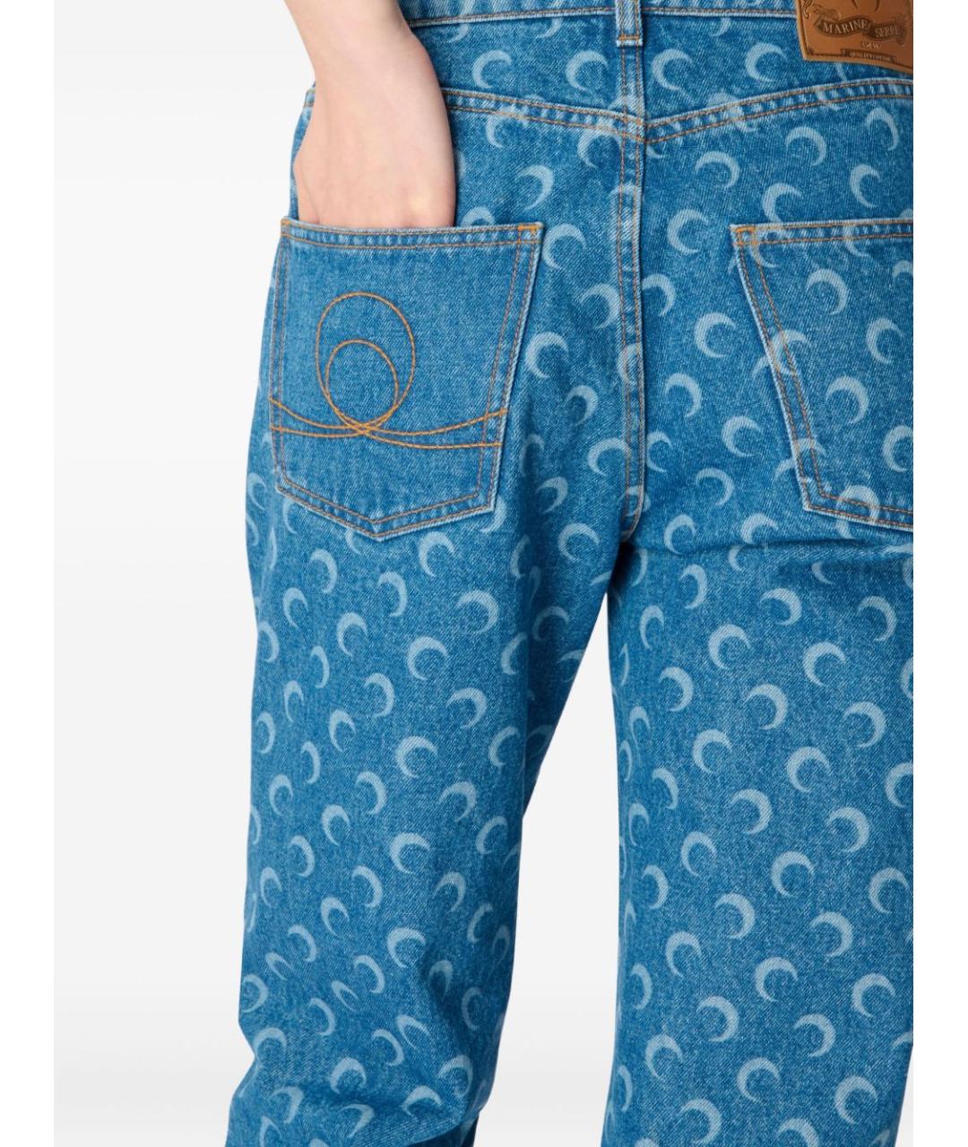 MARINE SERRE Голубые хлопковые прямые джинсы, фото 2
