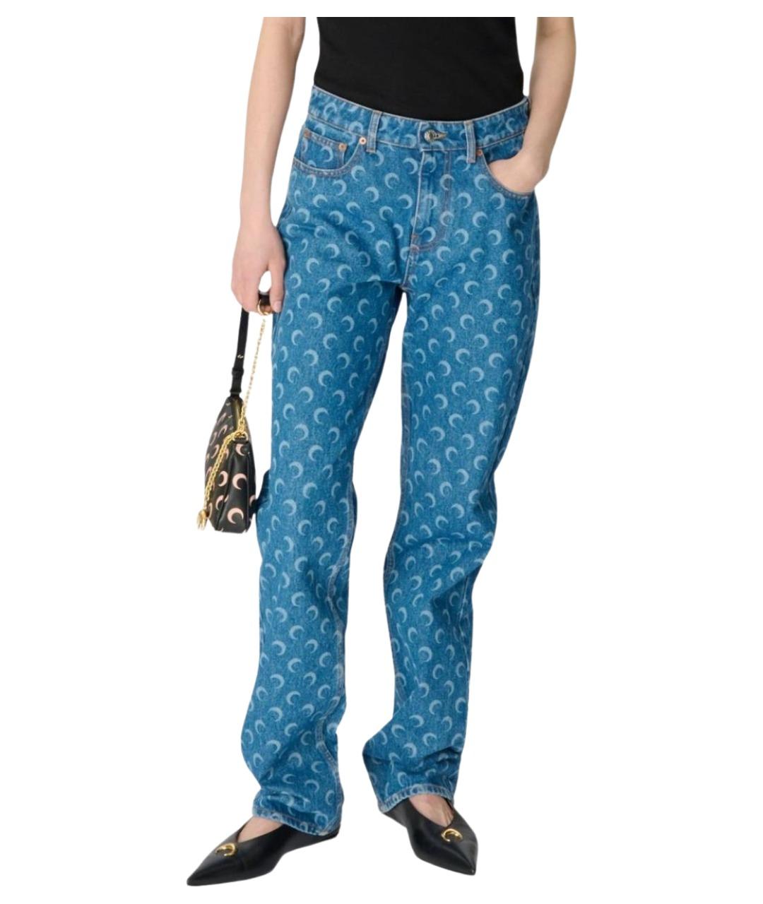 MARINE SERRE Голубые хлопковые прямые джинсы, фото 1