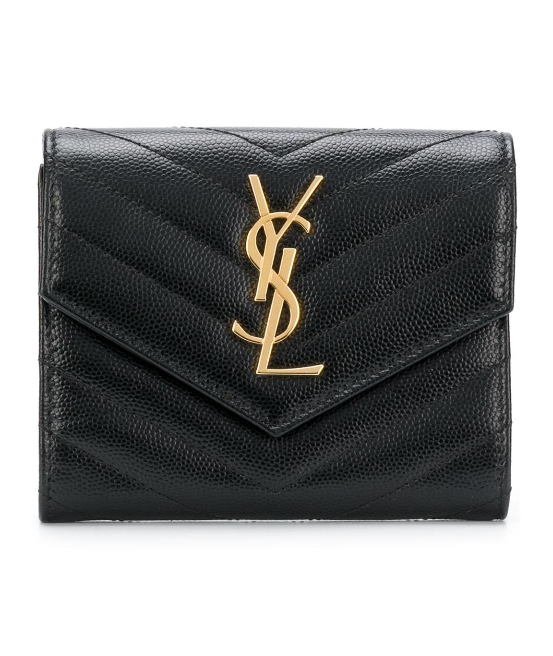 SAINT LAURENT Черный кожаный кошелек, фото 9