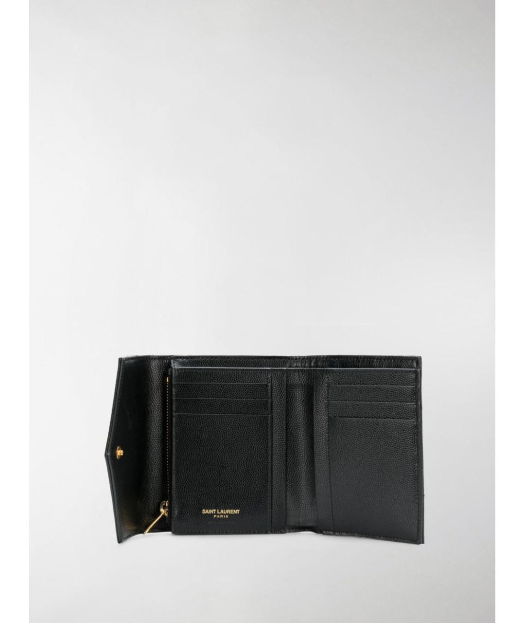 SAINT LAURENT Черный кожаный кошелек, фото 6