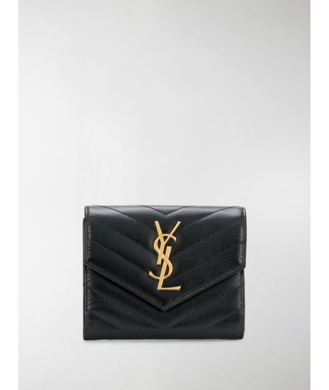 SAINT LAURENT Черный кожаный кошелек, фото 4