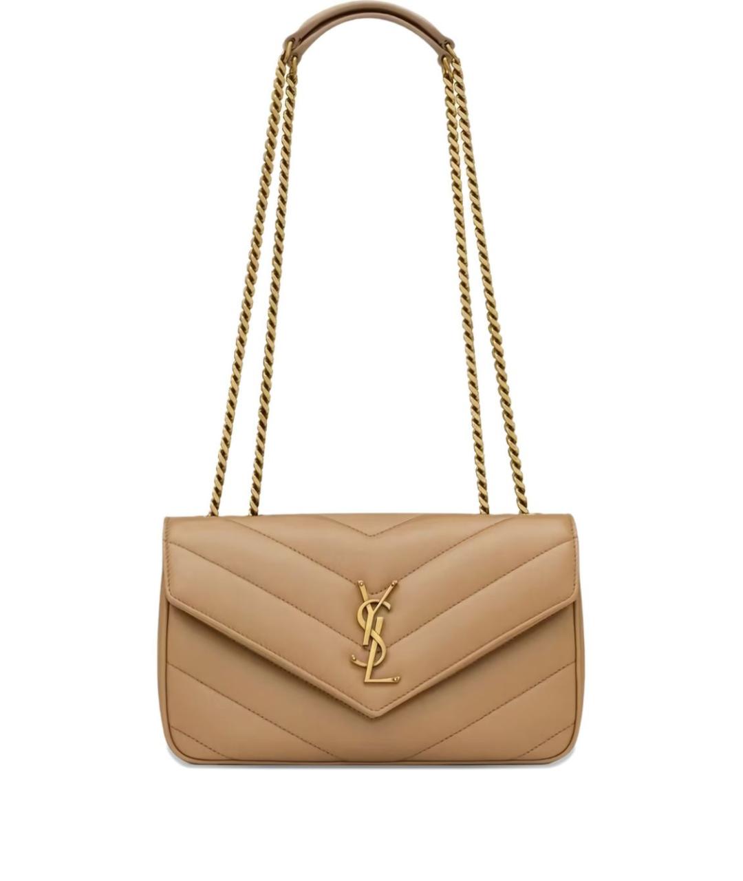 SAINT LAURENT Коричневая кожаная сумка через плечо, фото 1