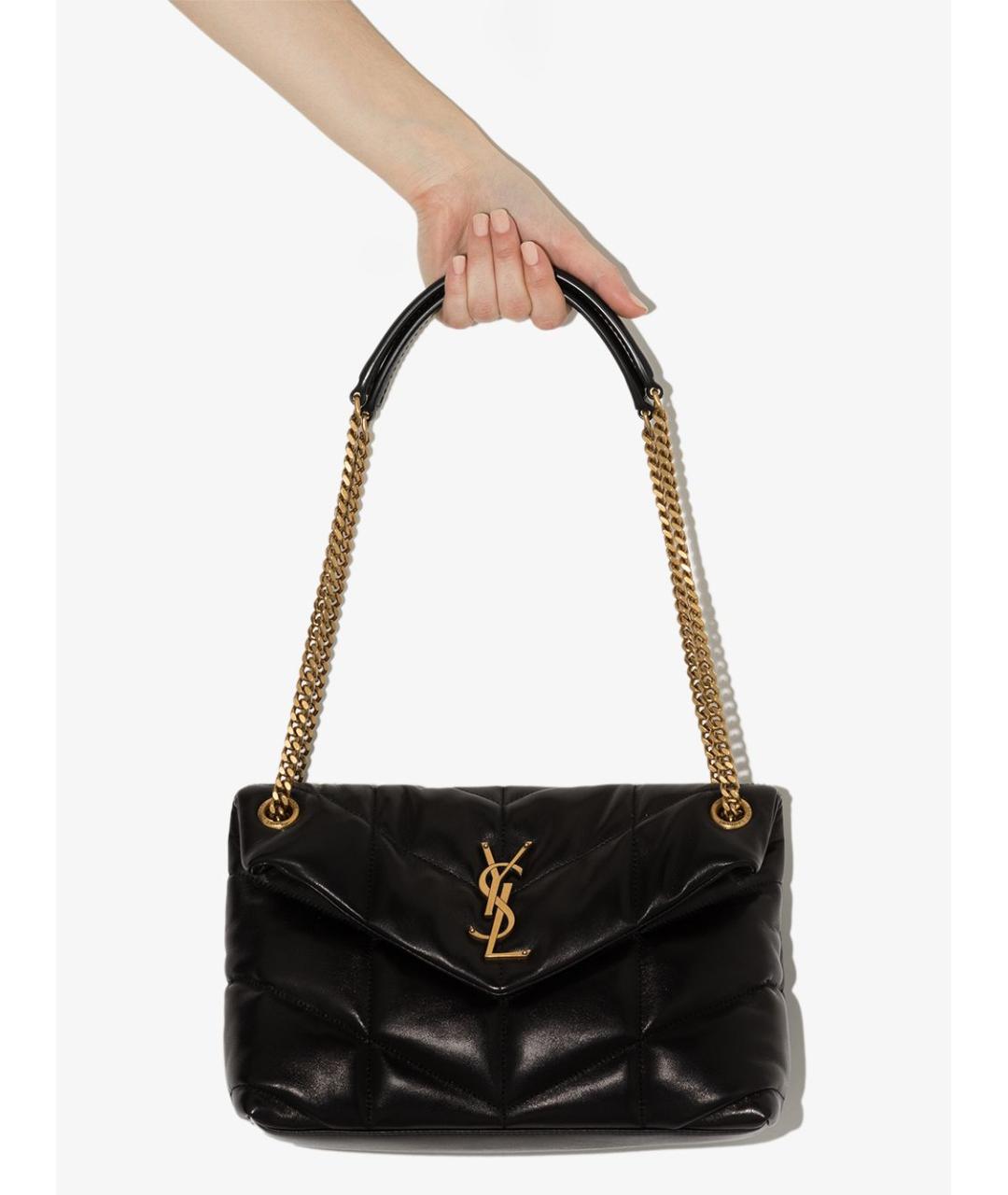SAINT LAURENT Черная кожаная сумка через плечо, фото 4